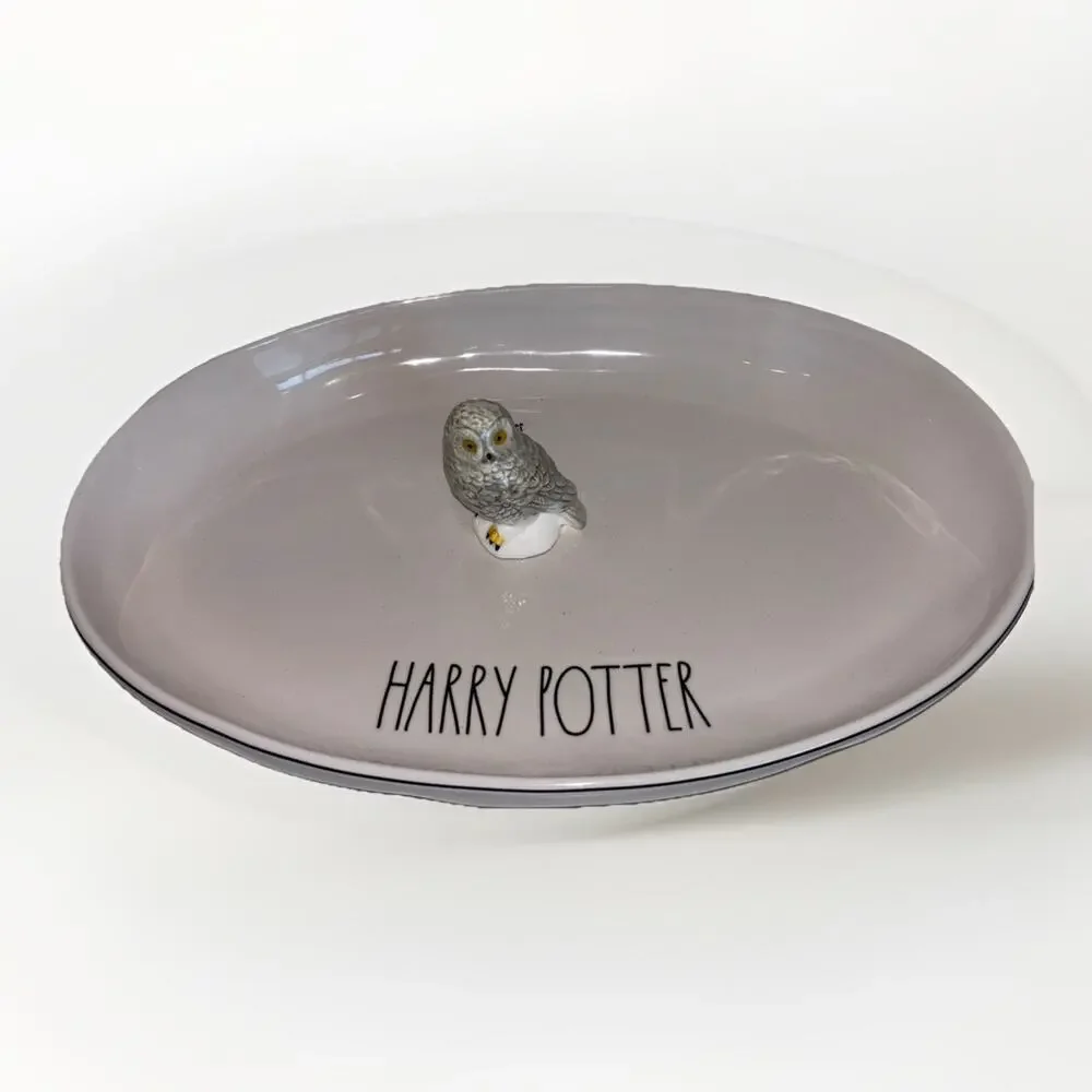 Rae Dunn Harry Potter Hedwig Ceramic Platter Serving Dish Plate Oval Owl NEW